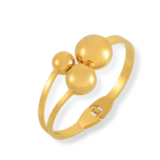 316L Stainless Steel 18K Gold PVD Minimalist Multi-Layer Ball Design Bangle - Minimalist Gold Multi-Layer Ball Bangle Wholesale Stainless Steel Jewelry - Sensitive Skin Friendly - Detail 5