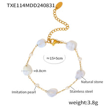 316L Stainless Steel 18K Gold PVD Minimalist Natural Stone & Imitation Pearl Necklace - Minimalist, Natural Stone, Imitation Pearl, Gold PVD, Clavicle Necklace Wholesale Stainless Steel Jewelry - Sensitive Skin Friendly - Detail 1