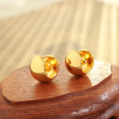 316L Stainless Steel 18K Gold PVD Minimalist Polished C-shaped Earrings - Minimalist Polished C-shaped Wholesale Stainless Steel Jewelry - Sensitive Skin Friendly - Detail 3