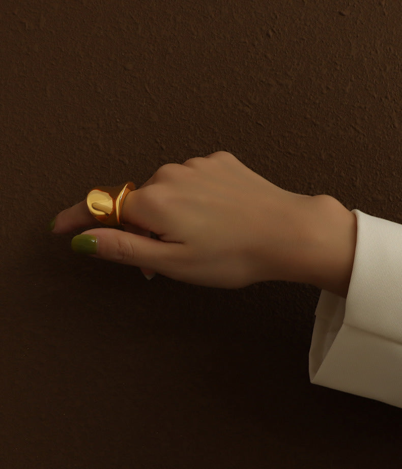 316L Stainless Steel 18K Gold PVD Minimalist Ring - Minimalist Steel Ring Wholesale Stainless Steel Jewelry - Sensitive Skin Friendly - Detail 2