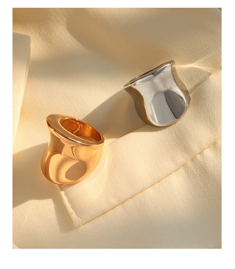 316L Stainless Steel 18K Gold PVD Minimalist Ring - Minimalist Steel Ring Wholesale Stainless Steel Jewelry - Sensitive Skin Friendly - Detail 5