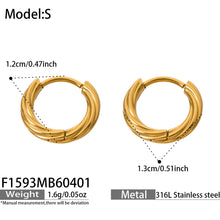 316L Stainless Steel 18K Gold PVD Minimalist Twisted Round Earrings - Twisted Round Hoop, Minimalist, Elegant, Steel, Gold Wholesale Stainless Steel Jewelry - Sensitive Skin Friendly - Detail 17