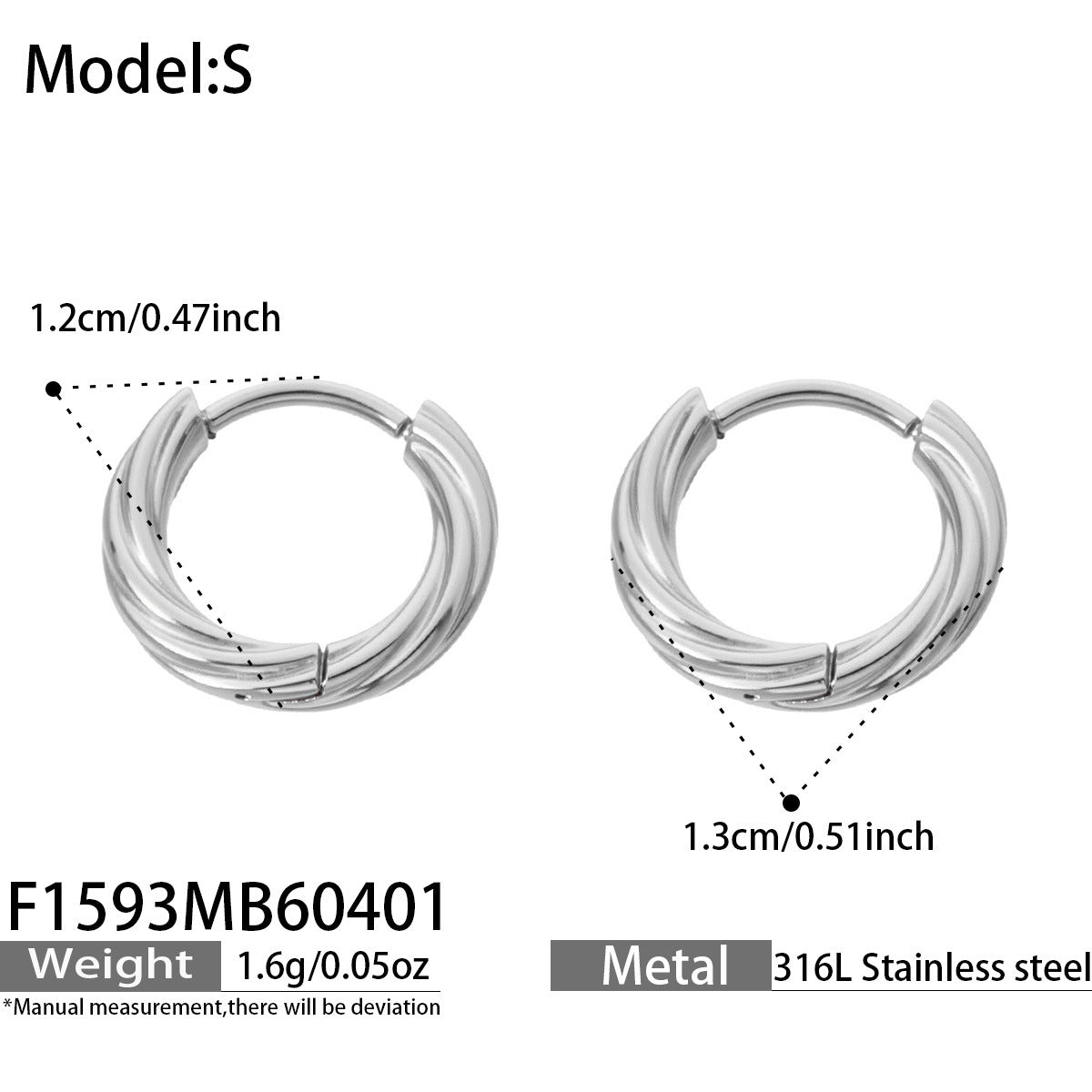 316L Stainless Steel 18K Gold PVD Minimalist Twisted Round Earrings - Twisted Round Hoop, Minimalist, Elegant, Steel, Gold Wholesale Stainless Steel Jewelry - Sensitive Skin Friendly - Detail 18