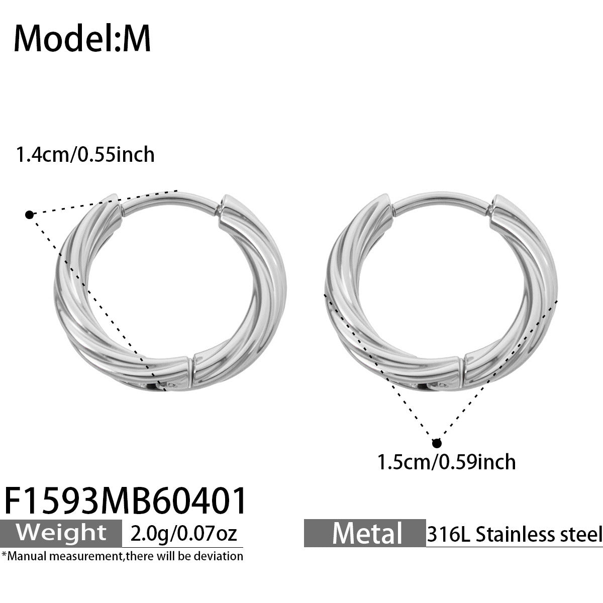 316L Stainless Steel 18K Gold PVD Minimalist Twisted Round Hoop Earrings - Minimalist, Twisted Hoop, Round, Elegant Wholesale Stainless Steel Jewelry - Sensitive Skin Friendly - Detail 11