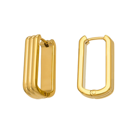 316L Stainless Steel 18K Gold PVD Minimalist U-Shaped Earrings - Minimalist U-Shaped Gold Steel Wholesale Stainless Steel Jewelry - Sensitive Skin Friendly - Detail 12