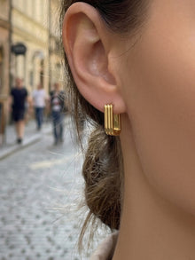 316L Stainless Steel 18K Gold PVD Minimalist U-Shaped Earrings - Minimalist U-Shaped Gold Steel Wholesale Stainless Steel Jewelry - Sensitive Skin Friendly - Detail 13