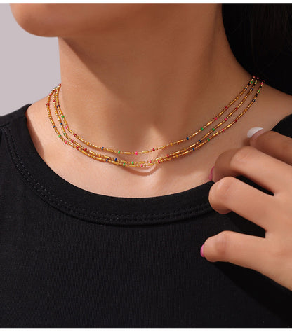 316L Stainless Steel 18K Gold PVD Minimalist Versatile Rice Bead Drip Oil Design Jewelry - Minimalist Gold, Rice Bead Chain, Drip Oil Design, Versatile Jewelry Wholesale Stainless Steel Jewelry - Sensitive Skin Friendly - Detail 10