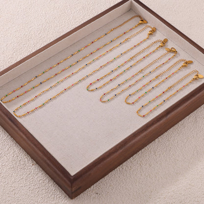 316L Stainless Steel 18K Gold PVD Minimalist Versatile Rice Bead Drip Oil Design Jewelry - Minimalist Gold, Rice Bead Chain, Drip Oil Design, Versatile Jewelry Wholesale Stainless Steel Jewelry - Sensitive Skin Friendly - Detail 12