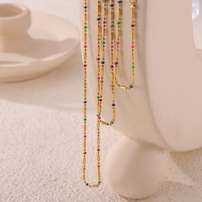 316L Stainless Steel 18K Gold PVD Minimalist Versatile Rice Bead Drip Oil Design Jewelry - Minimalist Gold, Rice Bead Chain, Drip Oil Design, Versatile Jewelry Wholesale Stainless Steel Jewelry - Sensitive Skin Friendly - Detail 14
