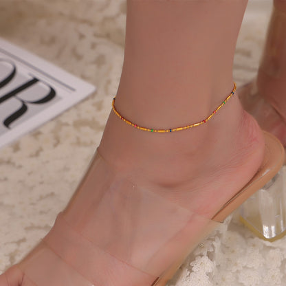 316L Stainless Steel 18K Gold PVD Minimalist Versatile Rice Bead Drip Oil Design Jewelry - Minimalist Gold, Rice Bead Chain, Drip Oil Design, Versatile Jewelry Wholesale Stainless Steel Jewelry - Sensitive Skin Friendly - Detail 3