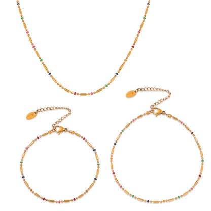 316L Stainless Steel 18K Gold PVD Minimalist Versatile Rice Bead Drip Oil Design Jewelry - Minimalist Gold, Rice Bead Chain, Drip Oil Design, Versatile Jewelry Wholesale Stainless Steel Jewelry - Sensitive Skin Friendly - Detail 4