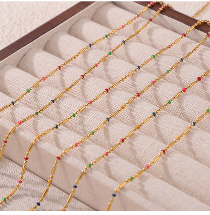 316L Stainless Steel 18K Gold PVD Minimalist Versatile Rice Bead Drip Oil Design Jewelry - Minimalist Gold, Rice Bead Chain, Drip Oil Design, Versatile Jewelry Wholesale Stainless Steel Jewelry - Sensitive Skin Friendly - Detail 5
