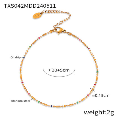 316L Stainless Steel 18K Gold PVD Minimalist Versatile Rice Bead Drip Oil Design Jewelry - Minimalist Gold, Rice Bead Chain, Drip Oil Design, Versatile Jewelry Wholesale Stainless Steel Jewelry - Sensitive Skin Friendly - Detail 6