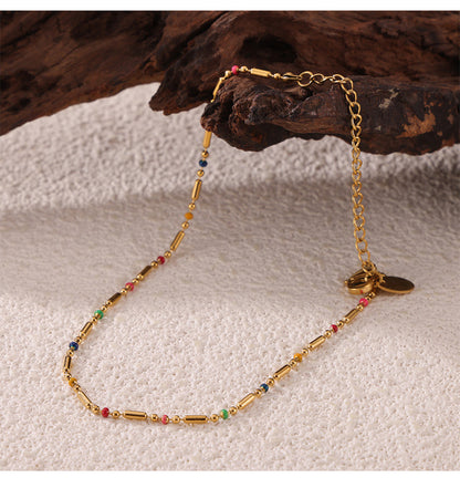 316L Stainless Steel 18K Gold PVD Minimalist Versatile Rice Bead Drip Oil Design Jewelry - Minimalist Gold, Rice Bead Chain, Drip Oil Design, Versatile Jewelry Wholesale Stainless Steel Jewelry - Sensitive Skin Friendly - Detail 7