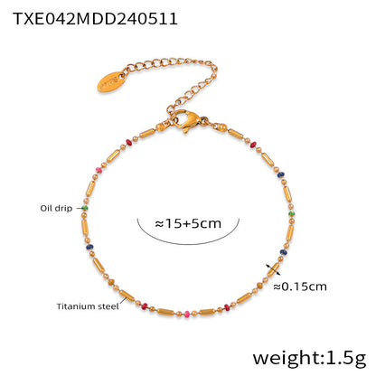 316L Stainless Steel 18K Gold PVD Minimalist Versatile Rice Bead Drip Oil Design Jewelry - Minimalist Gold, Rice Bead Chain, Drip Oil Design, Versatile Jewelry Wholesale Stainless Steel Jewelry - Sensitive Skin Friendly - Detail 8