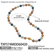 316L Stainless Steel 18K Gold PVD Mixed Color Pearl & Cat's Eye Stone Beaded Charm Necklace - Mixed Color Pearl, Cat's Eye Stone, Beaded, Charm, Modern, Elegant Wholesale Stainless Steel Jewelry - Sensitive Skin Friendly - Detail 1