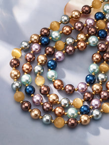 316L Stainless Steel 18K Gold PVD Mixed Color Pearl & Cat's Eye Stone Beaded Charm Necklace - Mixed Color Pearl, Cat's Eye Stone, Beaded, Charm, Modern, Elegant Wholesale Stainless Steel Jewelry - Sensitive Skin Friendly - Detail 11