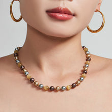 316L Stainless Steel 18K Gold PVD Mixed Color Pearl & Cat's Eye Stone Beaded Charm Necklace - Mixed Color Pearl, Cat's Eye Stone, Beaded, Charm, Modern, Elegant Wholesale Stainless Steel Jewelry - Sensitive Skin Friendly - Detail 16