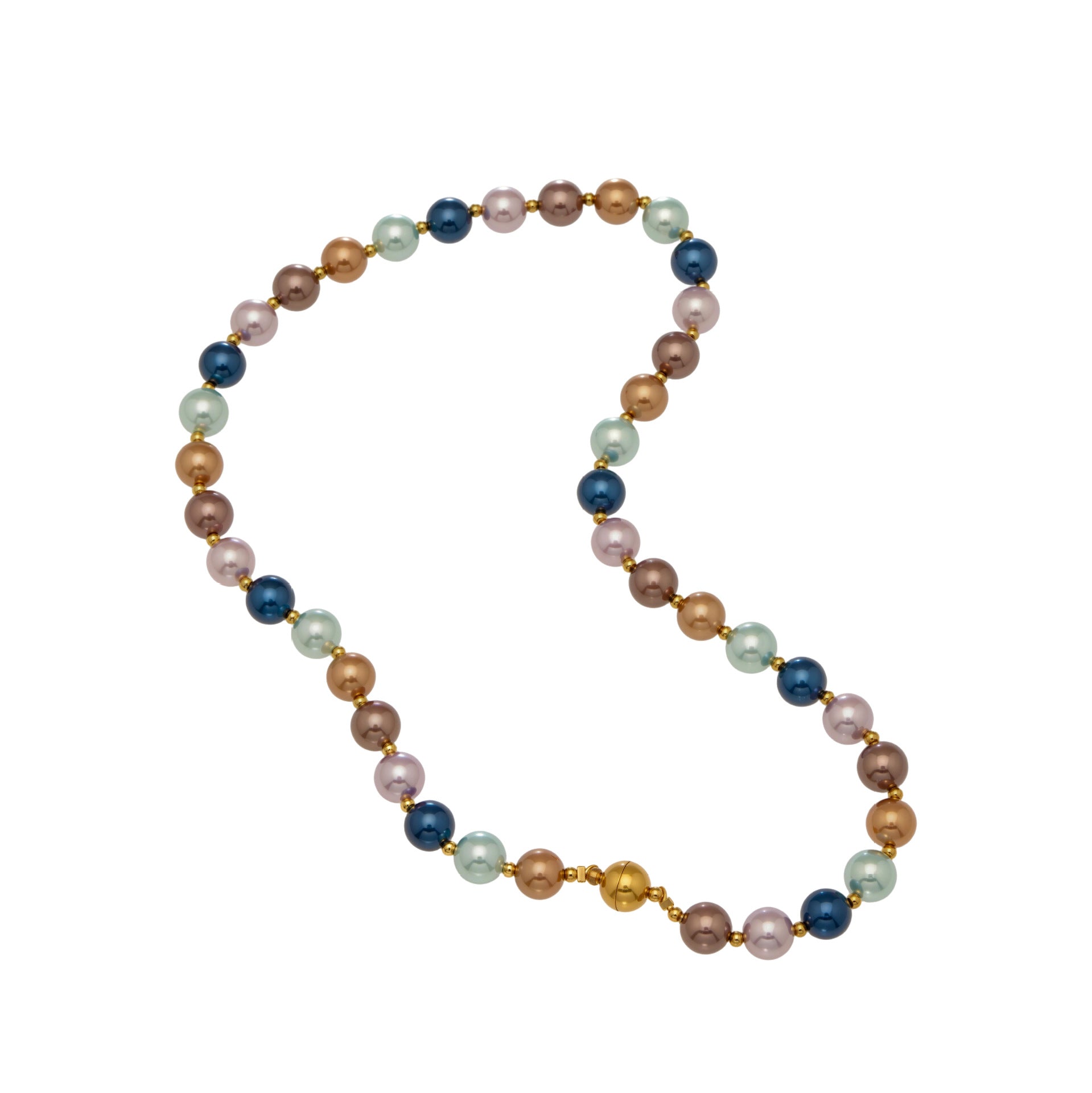 316L Stainless Steel 18K Gold PVD Mixed Color Pearl & Cat's Eye Stone Beaded Charm Necklace - Mixed Color Pearl, Cat's Eye Stone, Beaded, Charm, Modern, Elegant Wholesale Stainless Steel Jewelry - Sensitive Skin Friendly - Detail 18