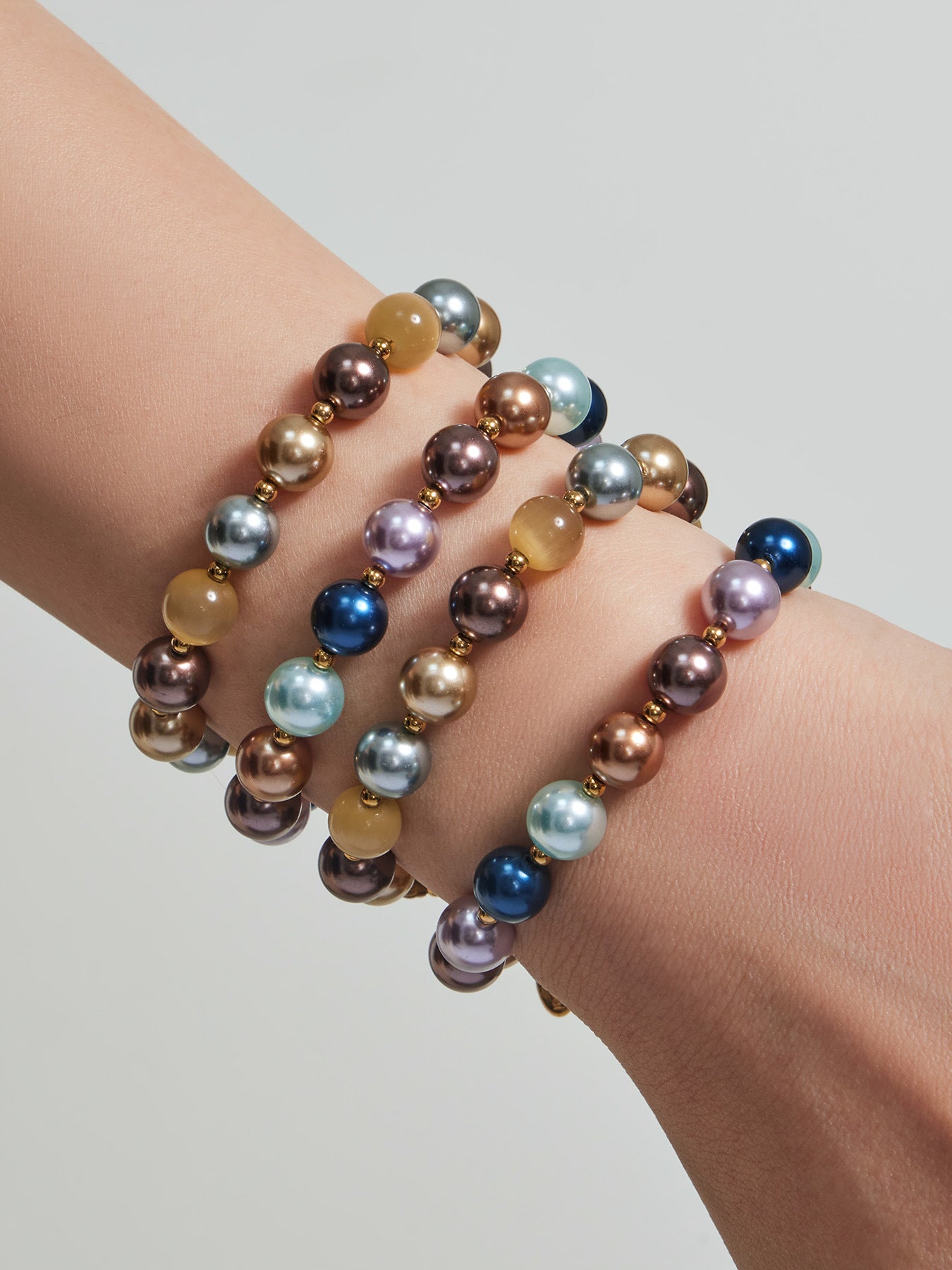 316L Stainless Steel 18K Gold PVD Mixed Color Pearl & Cat's Eye Stone Beaded Charm Necklace - Mixed Color Pearl, Cat's Eye Stone, Beaded, Charm, Modern, Elegant Wholesale Stainless Steel Jewelry - Sensitive Skin Friendly - Detail 9