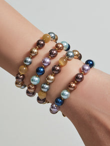 316L Stainless Steel 18K Gold PVD Mixed Color Pearl & Cat's Eye Stone Beaded Charm Necklace - Mixed Color Pearl, Cat's Eye Stone, Beaded, Charm, Modern, Elegant Wholesale Stainless Steel Jewelry - Sensitive Skin Friendly - Detail 9