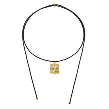 316L Stainless Steel 18K Gold PVD Monet Garden Picture Frame Design Enamel Imitation Pearl Pendant Adjustable Necklace - Monet Garden, Picture Frame, Enamel, Imitation Pearl, Gold, Adjustable, Delicate, Artistic Wholesale Stainless Steel Jewelry - Sensitive Skin Friendly - Detail 4