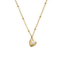 316L Stainless Steel 18K Gold PVD Mother of Pearl Heart Pendant Necklace - Minimalist Gold Heart Mother of Pearl Pendant Necklace Wholesale Stainless Steel Jewelry - Sensitive Skin Friendly - Detail 14