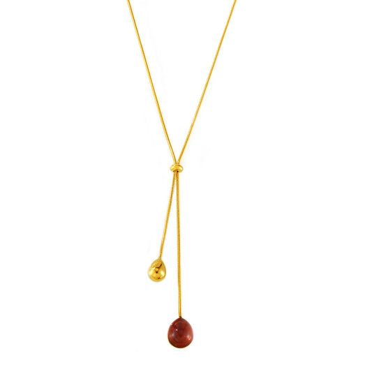 316L Stainless Steel 18K Gold PVD Multi-Color Waterdrop Sweater Chain Necklace - Multicolor Waterdrop Pendant Long Necklace Wholesale Stainless Steel Jewelry - Sensitive Skin Friendly - Detail 17
