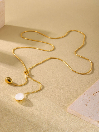 316L Stainless Steel 18K Gold PVD Multi-Color Waterdrop Sweater Chain Necklace - Multicolor Waterdrop Pendant Long Necklace Wholesale Stainless Steel Jewelry - Sensitive Skin Friendly - Detail 2