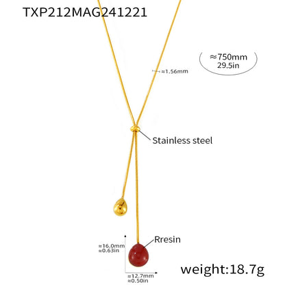 316L Stainless Steel 18K Gold PVD Multi-Color Waterdrop Sweater Chain Necklace - Multicolor Waterdrop Pendant Long Necklace Wholesale Stainless Steel Jewelry - Sensitive Skin Friendly - Detail 20