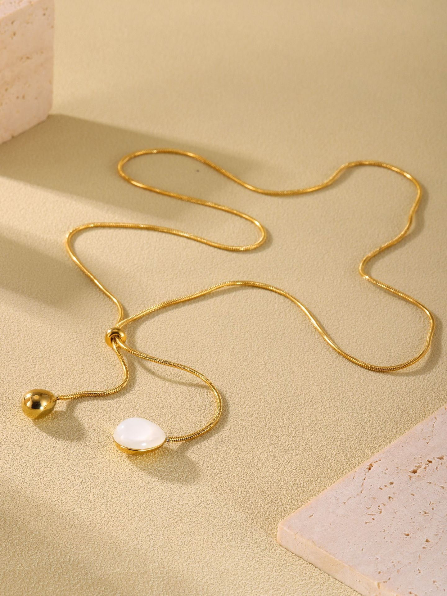 316L Stainless Steel 18K Gold PVD Multi-Color Waterdrop Sweater Chain Necklace - Multicolor Waterdrop Pendant Long Necklace Wholesale Stainless Steel Jewelry - Sensitive Skin Friendly - Detail 4