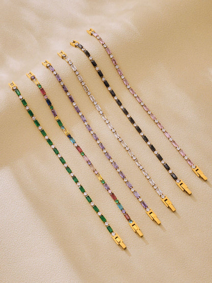 316L Stainless Steel 18K Gold PVD Multi-Color Zircon Bracelet - Multi-Color Zircon, 18K Gold PVD, Elegant Bracelet Wholesale Stainless Steel Jewelry - Sensitive Skin Friendly - Detail 2
