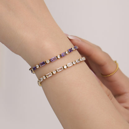 316L Stainless Steel 18K Gold PVD Multi-Color Zircon Bracelet - Multi-Color Zircon, 18K Gold PVD, Elegant Bracelet Wholesale Stainless Steel Jewelry - Sensitive Skin Friendly - Detail 3