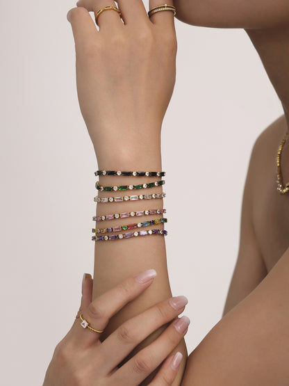 316L Stainless Steel 18K Gold PVD Multi-Color Zircon Bracelet - Multi-Color Zircon, 18K Gold PVD, Elegant Bracelet Wholesale Stainless Steel Jewelry - Sensitive Skin Friendly - Detail 5