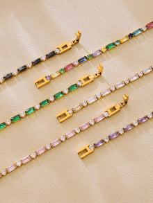316L Stainless Steel 18K Gold PVD Multi-Color Zircon Bracelet - Multi-Color Zircon, 18K Gold PVD, Elegant Bracelet Wholesale Stainless Steel Jewelry - Sensitive Skin Friendly - Detail 6