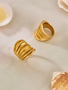 316L Stainless Steel 18K Gold PVD Multi-layer Hollow-out Statement Ring - Multi-layer Ring, Hollow-out Design, Statement Piece Wholesale Stainless Steel Jewelry - Sensitive Skin Friendly - Detail 4