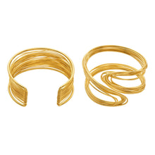 316L Stainless Steel 18K Gold PVD Multi-Layer Line Open Bangle Bracelet - Multi-Layer Line Open Bangle Bold Statement Bracelet Wholesale Stainless Steel Jewelry - Sensitive Skin Friendly - Detail 2