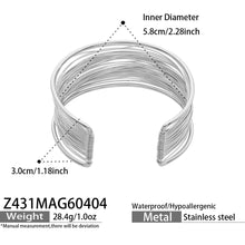 316L Stainless Steel 18K Gold PVD Multi-Layer Line Open Bangle Bracelet - Multi-Layer Line Open Bangle Bold Statement Bracelet Wholesale Stainless Steel Jewelry - Sensitive Skin Friendly - Detail 5