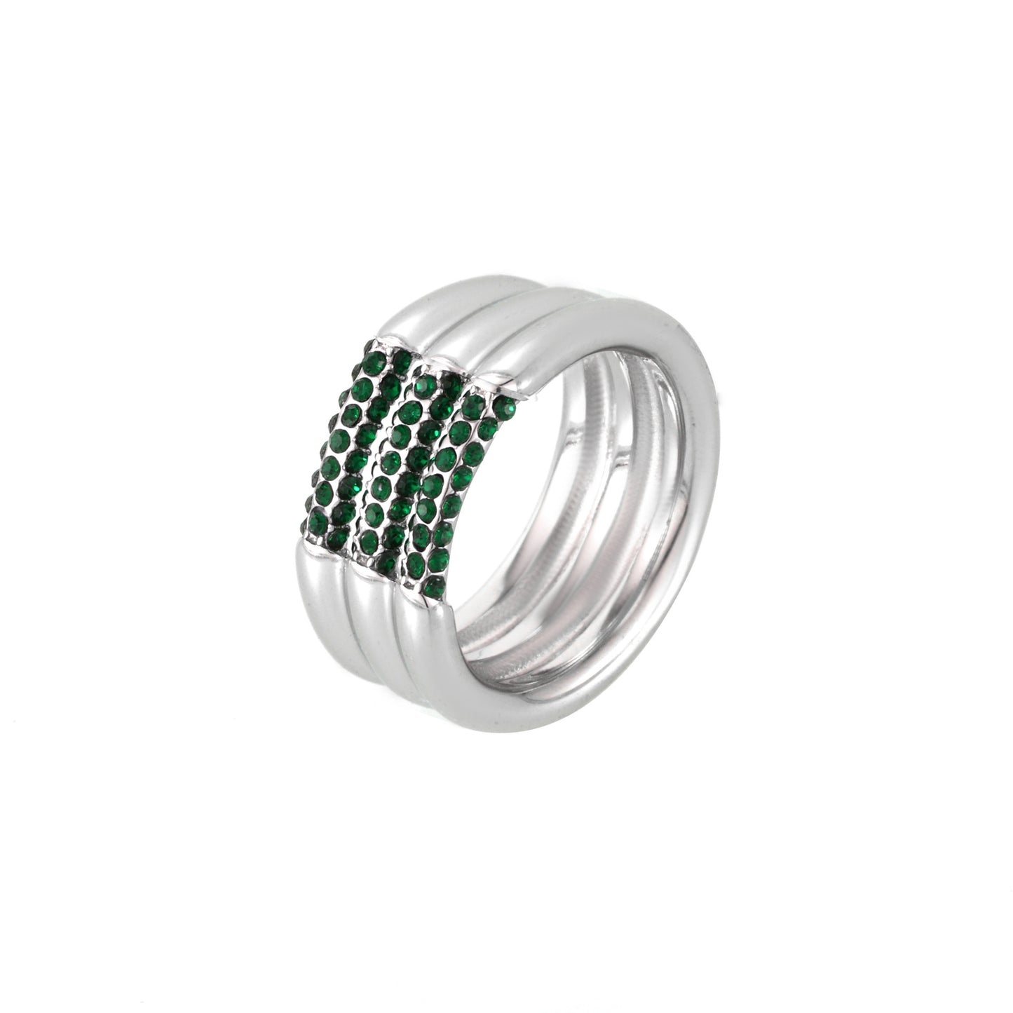 316L Stainless Steel 18K Gold PVD Multi-layer Minimalist Czech Zircon Ring - Modern Minimalist Multi-layer Czech Zircon Ring Wholesale Stainless Steel Jewelry - Sensitive Skin Friendly - Detail 4