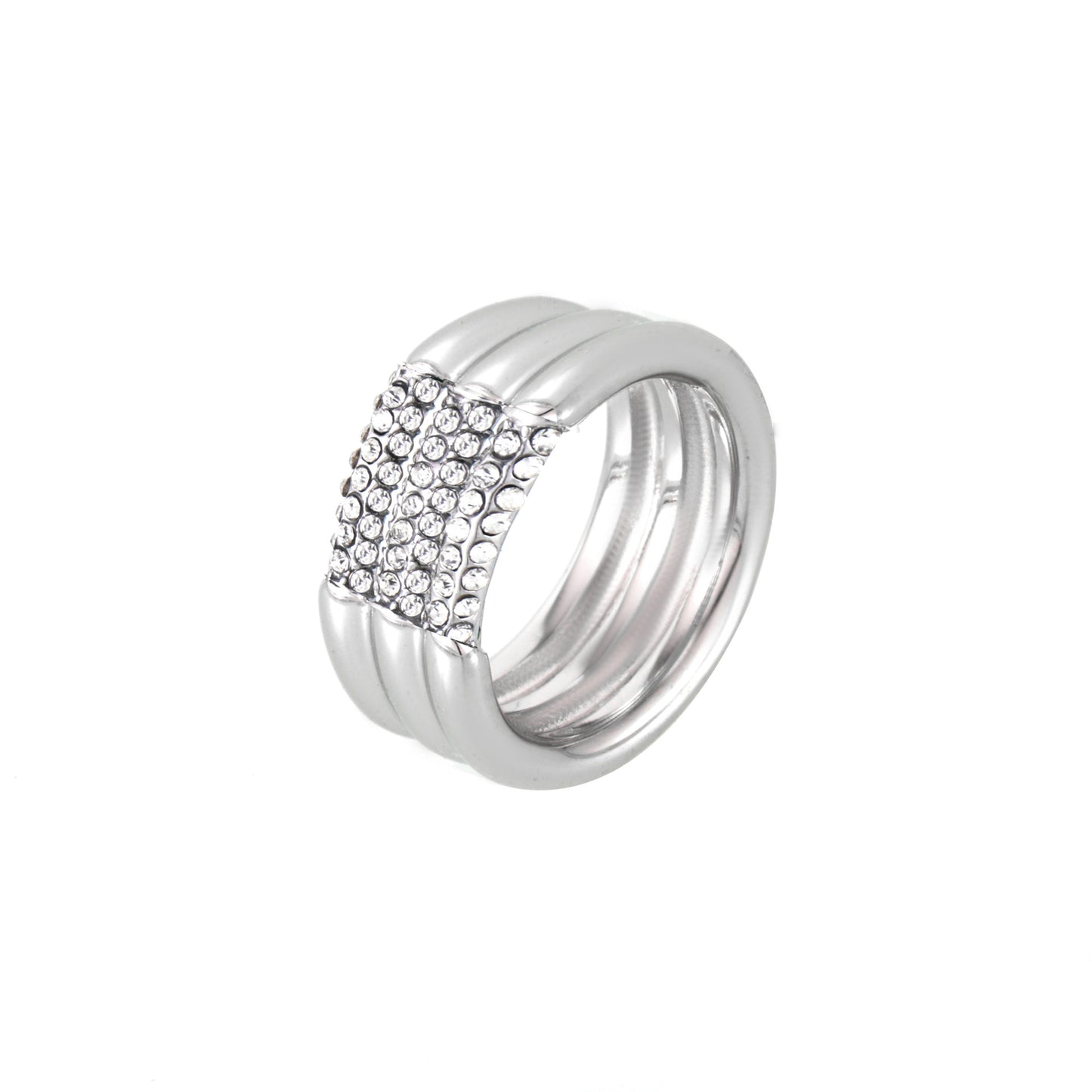 316L Stainless Steel 18K Gold PVD Multi-layer Minimalist Czech Zircon Ring - Modern Minimalist Multi-layer Czech Zircon Ring Wholesale Stainless Steel Jewelry - Sensitive Skin Friendly - Detail 7