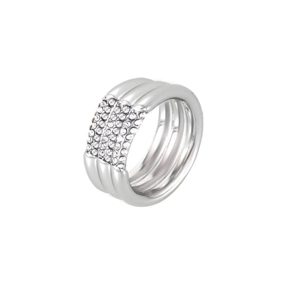 316L Stainless Steel 18K Gold PVD Multi-layer Minimalist Czech Zircon Ring - Modern Minimalist Multi-layer Czech Zircon Ring Wholesale Stainless Steel Jewelry - Sensitive Skin Friendly - Detail 7