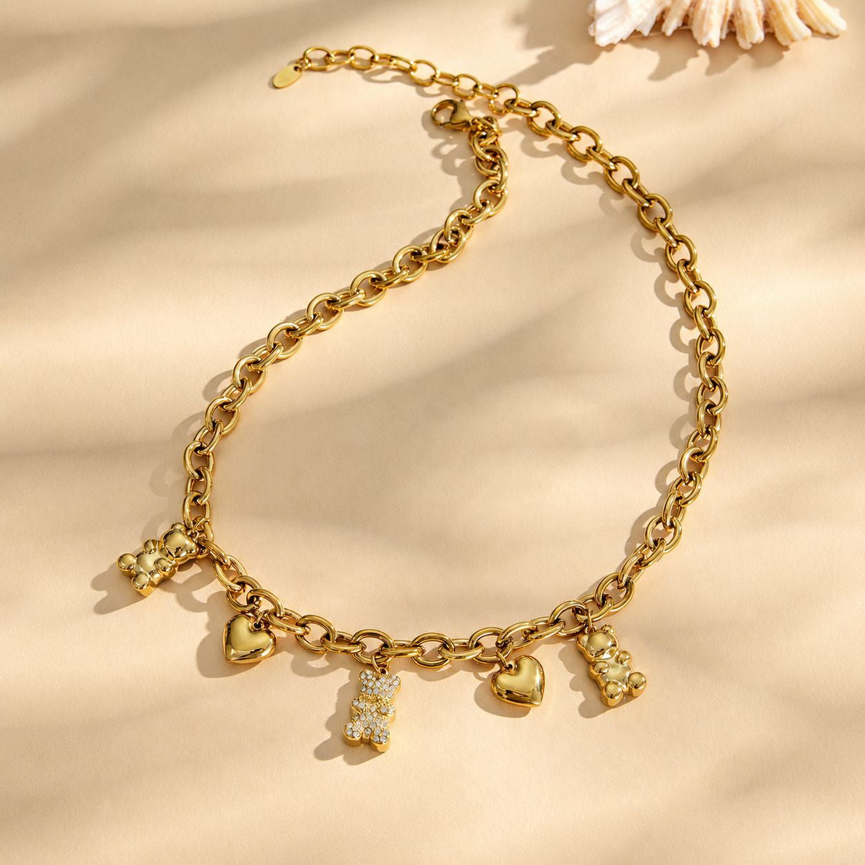 316L Stainless Steel 18K Gold PVD Multi Zircon Pendant Necklace - Gold Multi Zircon Pendant Necklace Minimalist Layered Design Wholesale Stainless Steel Jewelry - Sensitive Skin Friendly - Detail 1