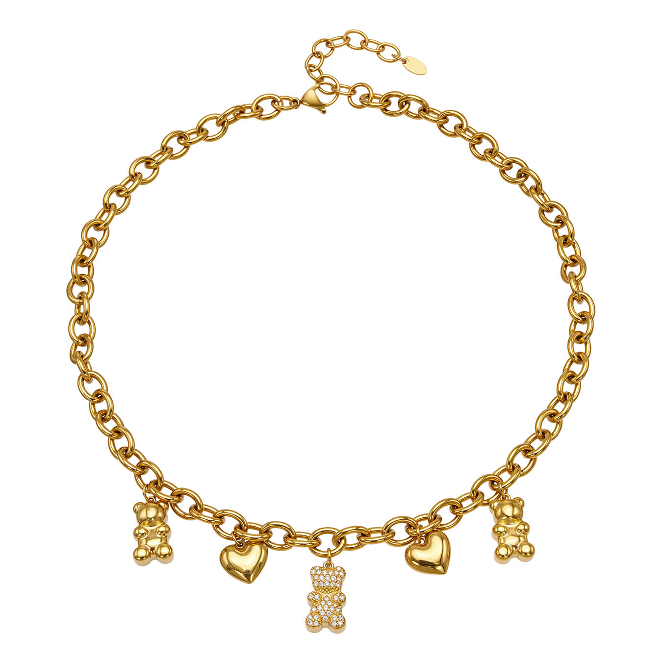 316L Stainless Steel 18K Gold PVD Multi Zircon Pendant Necklace - Gold Multi Zircon Pendant Necklace Minimalist Layered Design Wholesale Stainless Steel Jewelry - Sensitive Skin Friendly - Detail 10