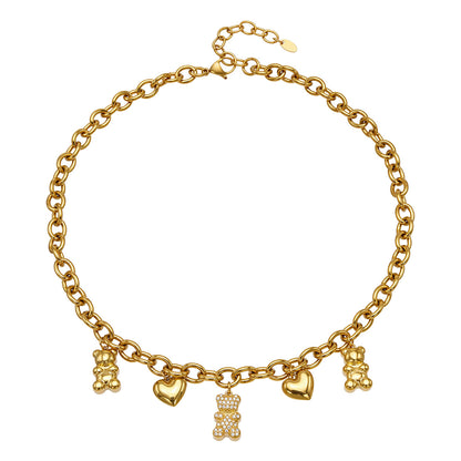 316L Stainless Steel 18K Gold PVD Multi Zircon Pendant Necklace - Gold Multi Zircon Pendant Necklace Minimalist Layered Design Wholesale Stainless Steel Jewelry - Sensitive Skin Friendly - Detail 10