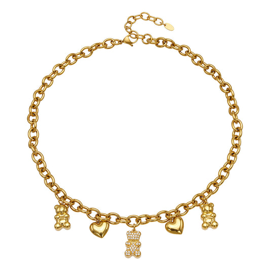 316L Stainless Steel 18K Gold PVD Multi Zircon Pendant Necklace - Gold Multi Zircon Pendant Necklace Minimalist Layered Design Wholesale Stainless Steel Jewelry - Sensitive Skin Friendly - Detail 10