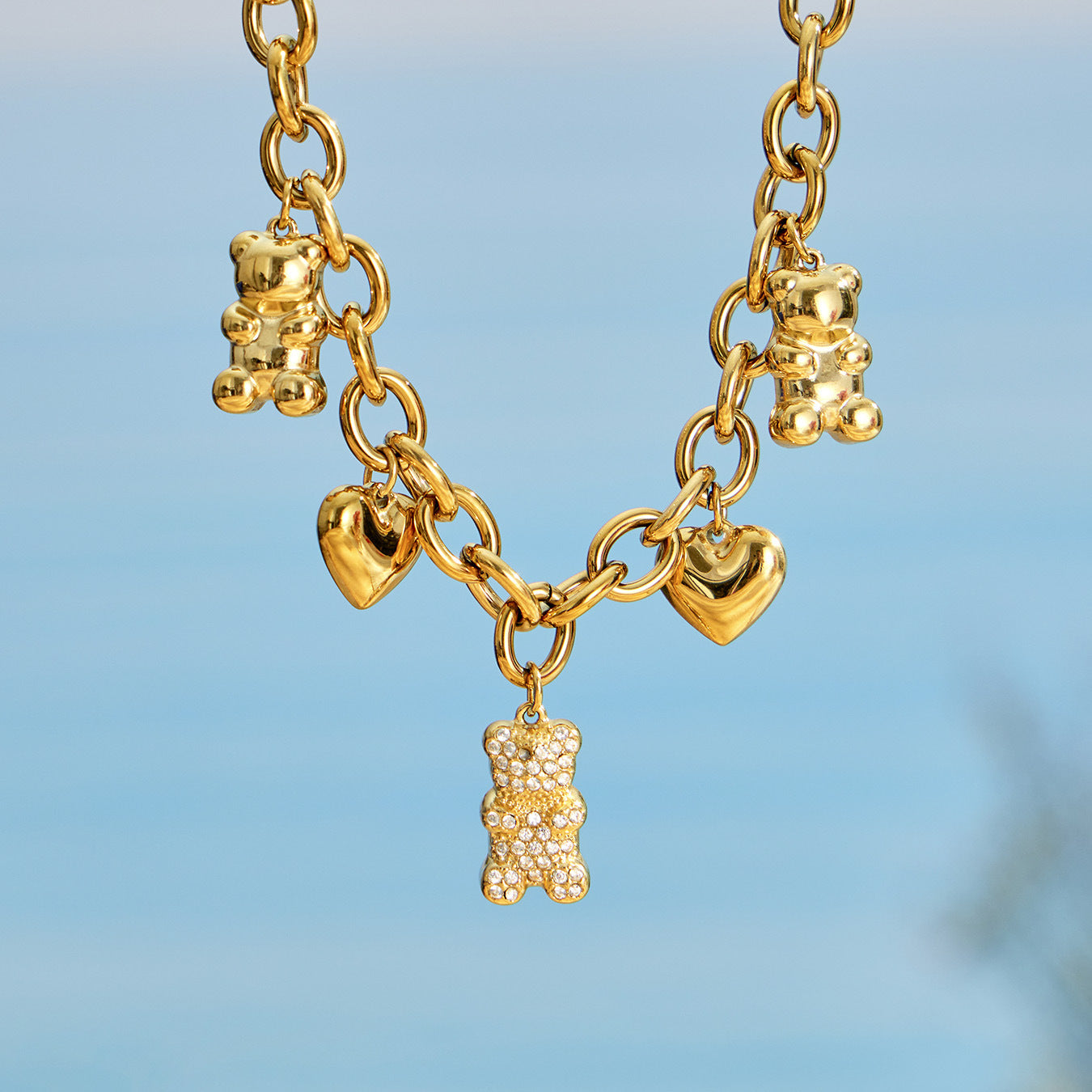 316L Stainless Steel 18K Gold PVD Multi Zircon Pendant Necklace - Gold Multi Zircon Pendant Necklace Minimalist Layered Design Wholesale Stainless Steel Jewelry - Sensitive Skin Friendly - Detail 3