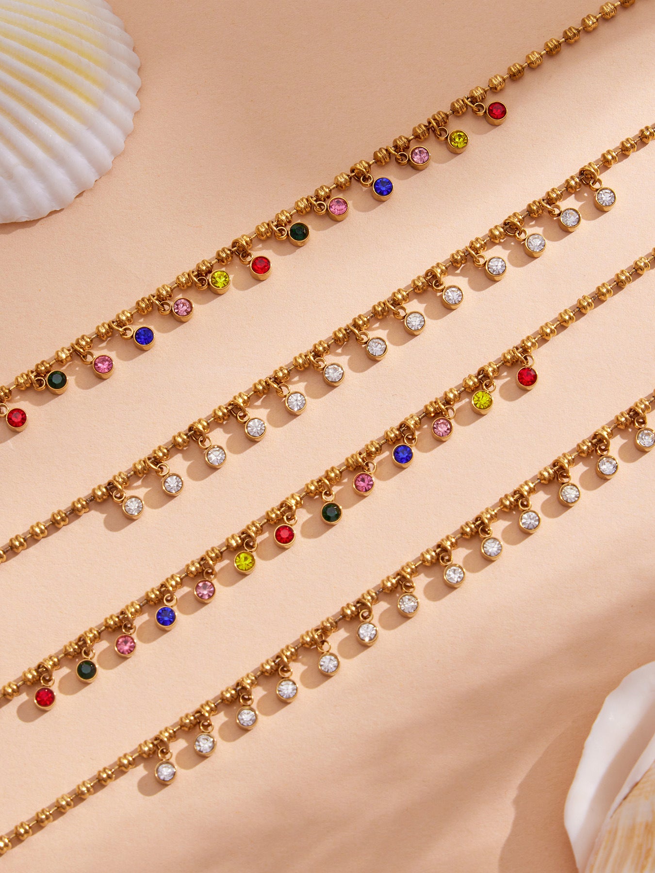 316L Stainless Steel 18K Gold PVD Multicolor Bead Geometric Zircon Necklace - Multicolor Bead Geometric Zircon Chic Macaron Necklace Wholesale Stainless Steel Jewelry - Sensitive Skin Friendly - Detail 12