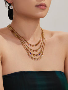316L Stainless Steel 18K Gold PVD Multicolor Bead Geometric Zircon Necklace - Multicolor Bead Geometric Zircon Chic Macaron Necklace Wholesale Stainless Steel Jewelry - Sensitive Skin Friendly - Detail 2