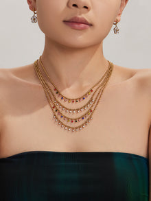316L Stainless Steel 18K Gold PVD Multicolor Bead Geometric Zircon Necklace - Multicolor Bead Geometric Zircon Chic Macaron Necklace Wholesale Stainless Steel Jewelry - Sensitive Skin Friendly - Detail 5