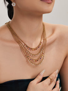 316L Stainless Steel 18K Gold PVD Multicolor Bead Geometric Zircon Necklace - Multicolor Bead Geometric Zircon Chic Macaron Necklace Wholesale Stainless Steel Jewelry - Sensitive Skin Friendly - Detail 7